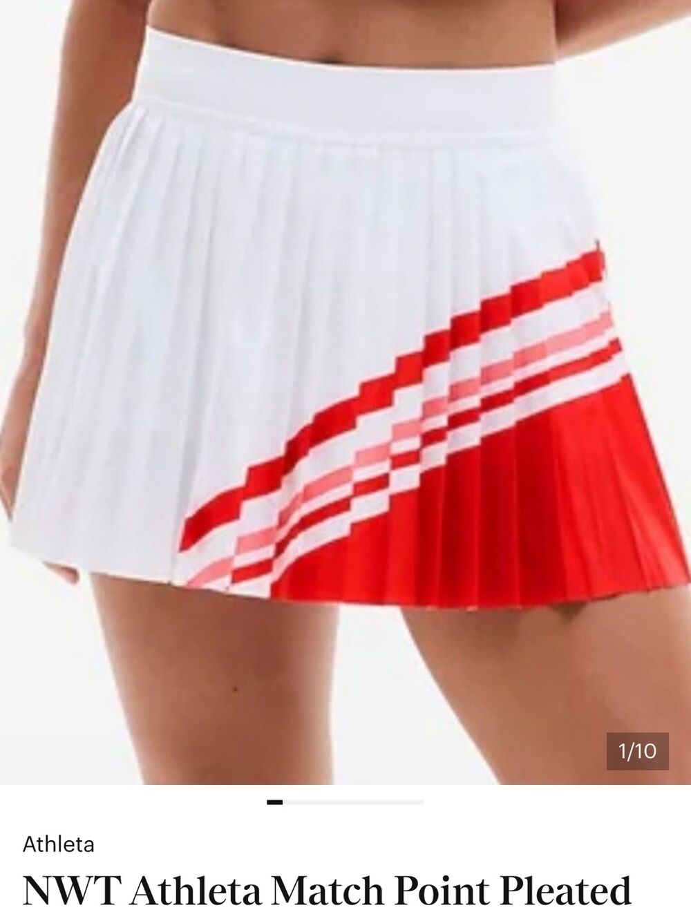 Athleta White and Red Pleated Sport Skirt